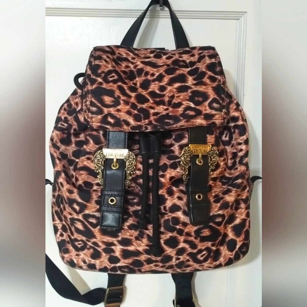 Versace Jeans Couture Leopard Print Designer Backpack